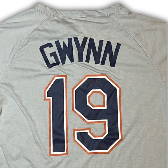 Tony Gwynn #19 San Diego Padres Gray Jersey Short Sleeve Raglan Style - Picture 6 of 6